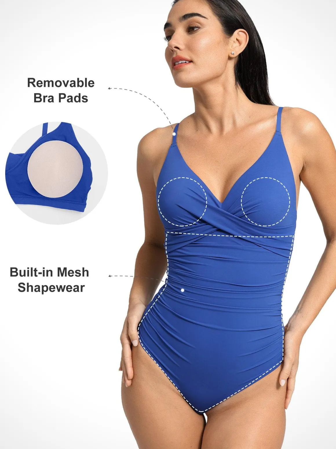 Shapewear Ruched Cross-Front Sculpting One-Piece Swimsuit