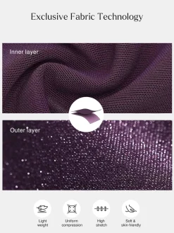 Shapewear Ruched Metallic Knit Square Neck Slimming Bodysuit
