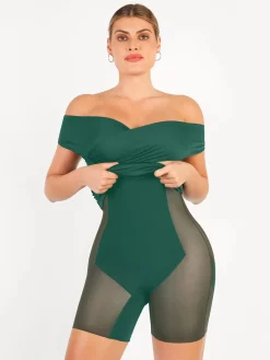Shapewear Ruched Off-Shoulder Sculpting Midi Dress