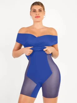Shapewear Ruched Off-Shoulder Sculpting Midi Dress