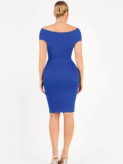 Shapewear Ruched Off-Shoulder Sculpting Midi Dress