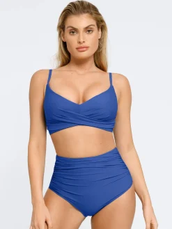 Shapewear Ruched Sculpting Bikini Top and Bottom Set