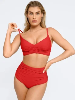 Shapewear Ruched Sculpting Bikini Top and Bottom Set