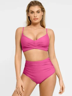 Shapewear Ruched Sculpting Bikini Top and Bottom Set