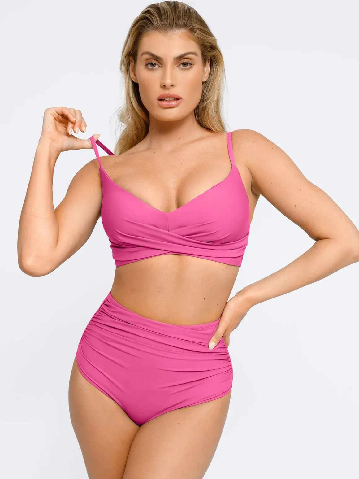 Shapewear Ruched Sculpting Bikini Top and Bottom Set