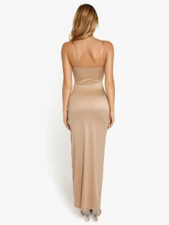 Shapewear Ruched Shine Sculpting Maxi Slip Dress