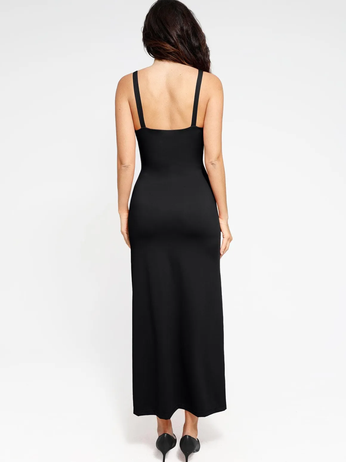 Shapewear Ruched Side Slit Slimming Maxi Slip Dress