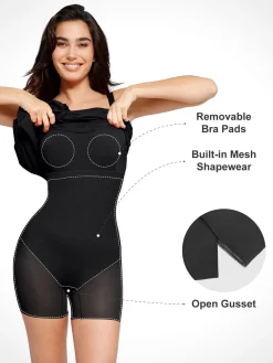 Shapewear Ruched Side Slit Slimming Maxi Slip Dress