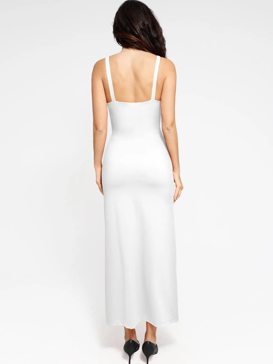 Shapewear Ruched Side Slit Slimming Maxi Slip Dress