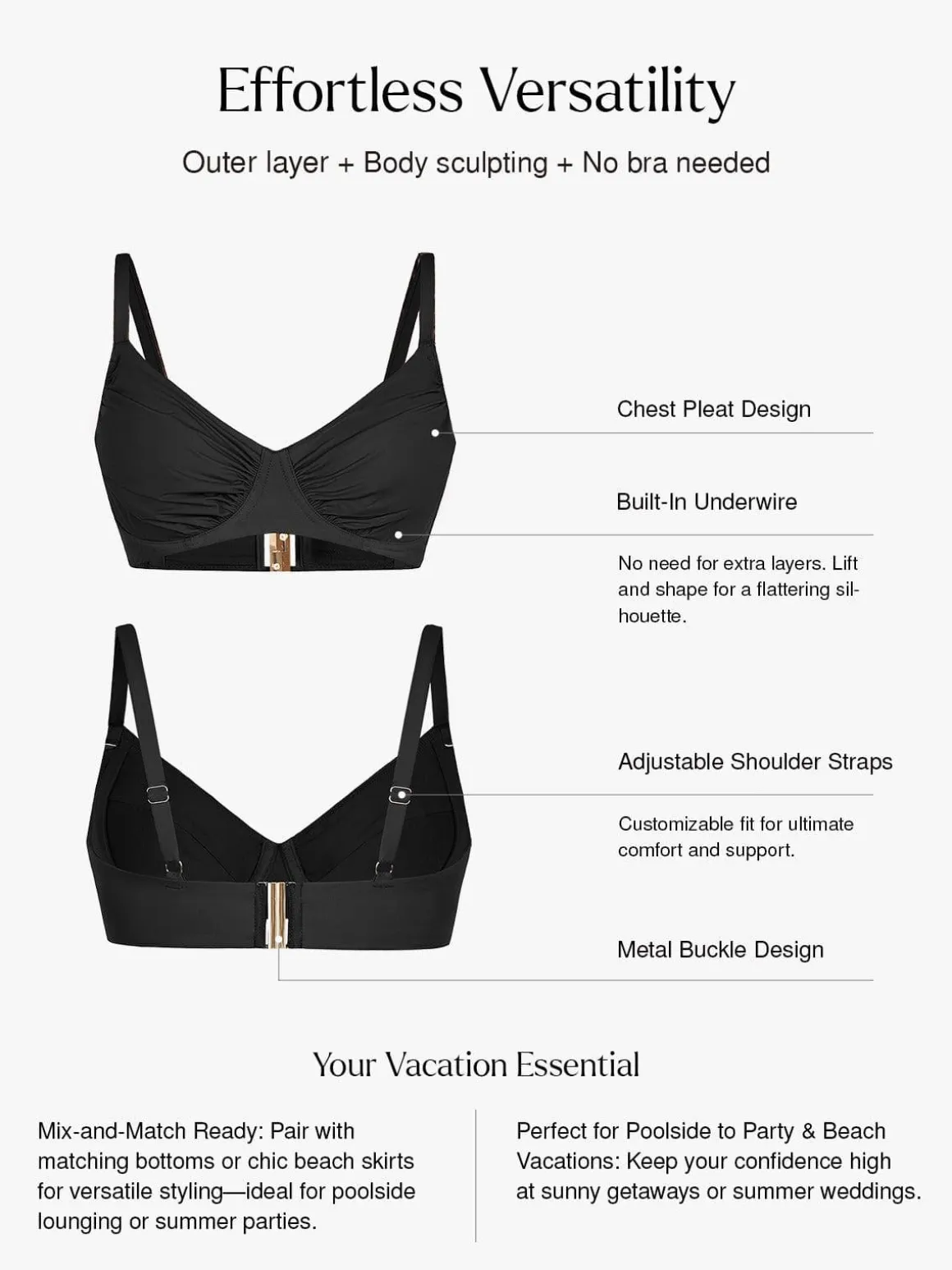 Shapewear Ruched Underwire Bikini Top