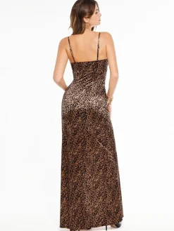 Shapewear Satin Deep-V Front Slit Maxi Dress