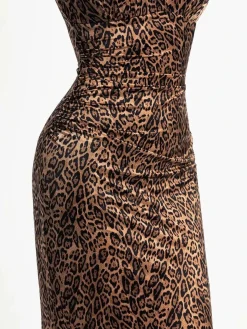 Shapewear Satin Deep-V Front Slit Maxi Dress