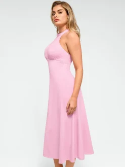 Shapewear Sculpting Backless Halter A-Line Midi Dress