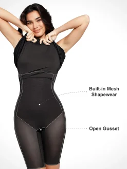 Shapewear Sculpting Backless Halter A-Line Midi Dress