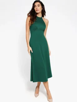 Shapewear Sculpting Backless Halter A-Line Midi Dress