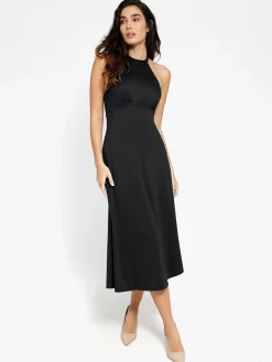 Shapewear Sculpting Backless Halter A-Line Midi Dress