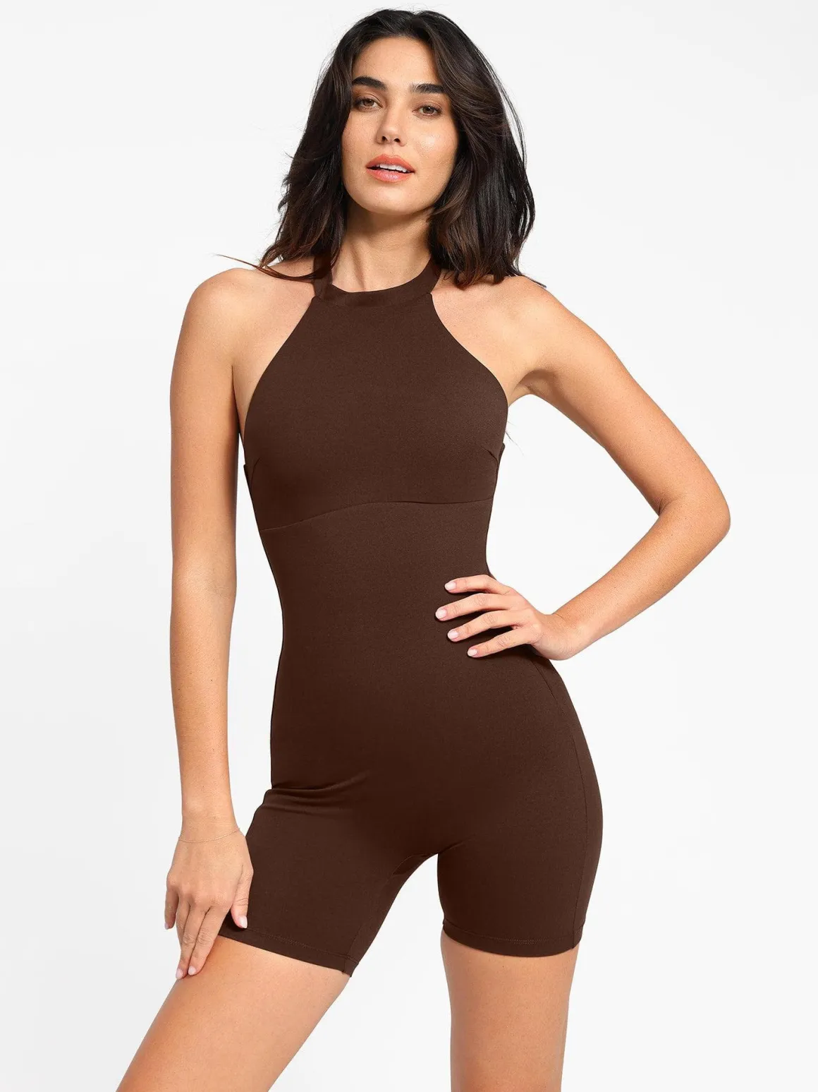 Shapewear Sculpting Cutaway Halter Romper