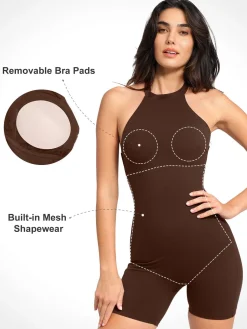 Shapewear Sculpting Cutaway Halter Romper