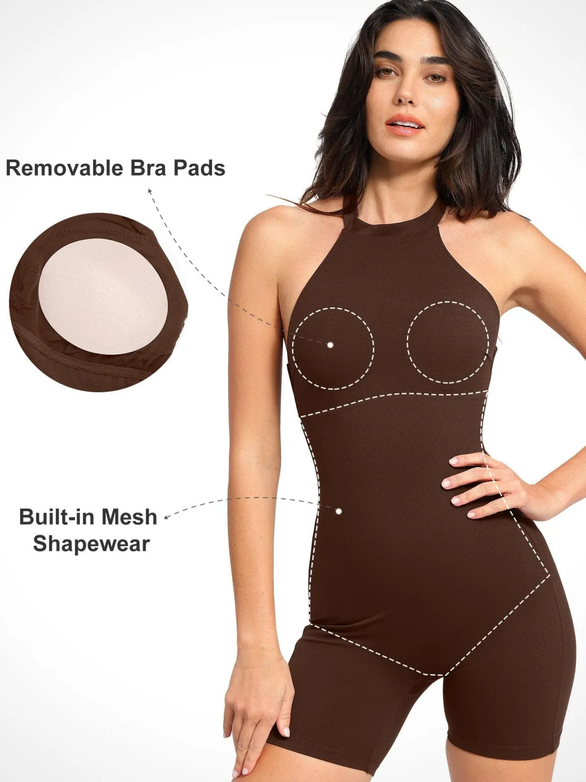 Shapewear Sculpting Cutaway Halter Romper