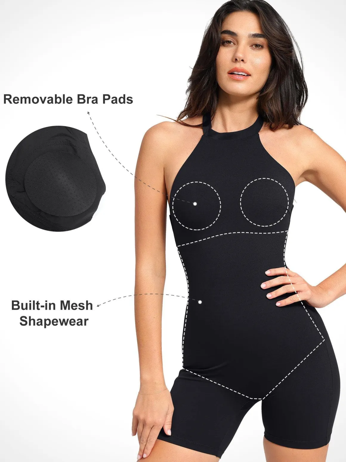 Shapewear Sculpting Cutaway Halter Romper