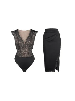 Shapewear Sculpting Lace Bodysuit or Midi Skirt or Shrug