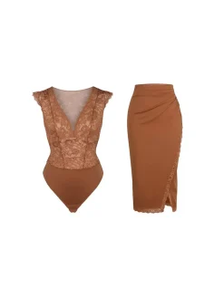 Shapewear Sculpting Lace Bodysuit or Midi Skirt or Shrug