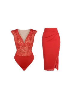 Shapewear Sculpting Lace Bodysuit or Midi Skirt or Shrug