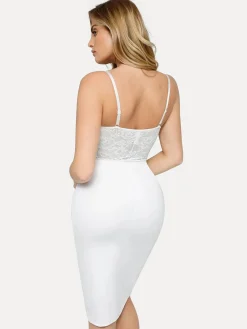 Shapewear Sculpting Lace Corset Midi Slip Dress
