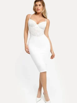 Shapewear Sculpting Lace Corset Midi Slip Dress