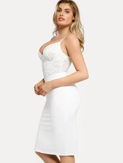 Shapewear Sculpting Lace Corset Midi Slip Dress