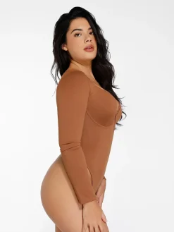 Shapewear Sculpting Lace Trim Bodysuit Midi Wrap Skirt Set