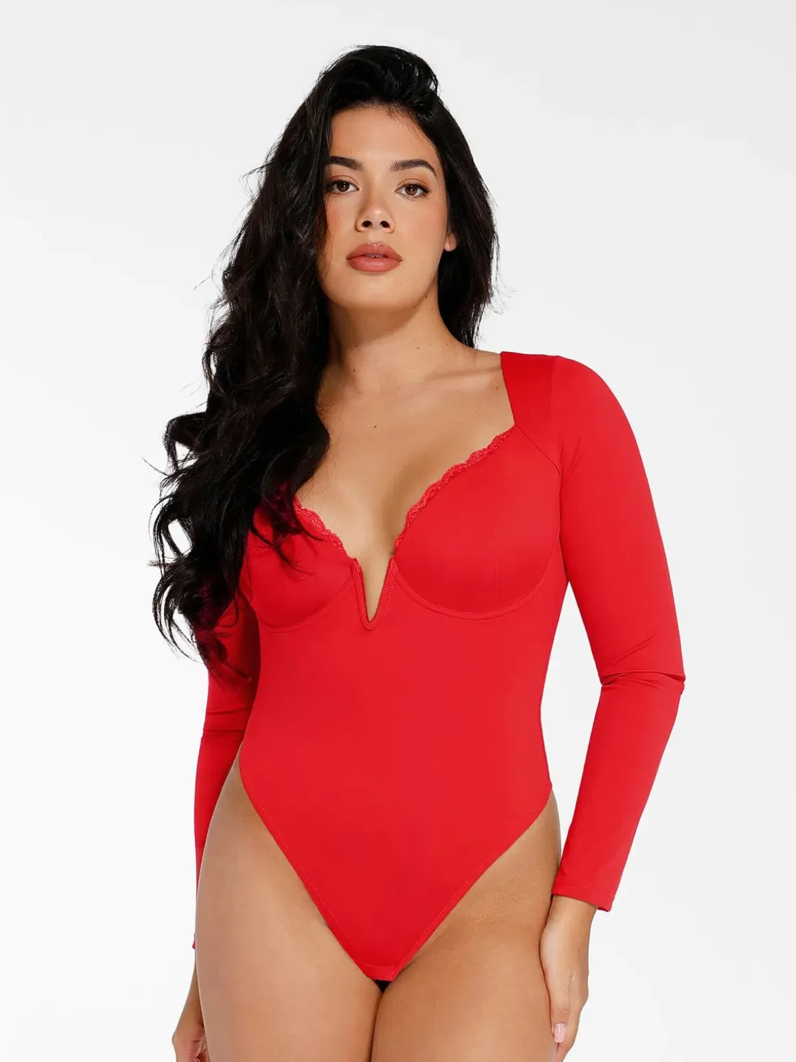 Shapewear Sculpting Lace Trim Bodysuit Midi Wrap Skirt Set
