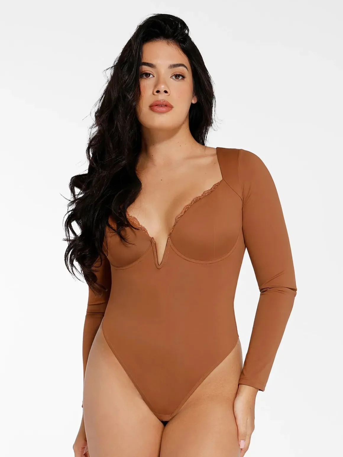 Shapewear Sculpting Lace Trim Bodysuit Midi Wrap Skirt Set