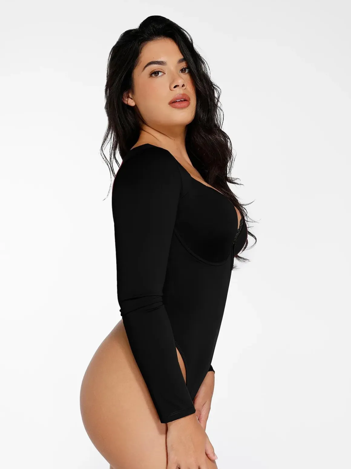 Shapewear Sculpting Lace Trim Bodysuit Midi Wrap Skirt Set