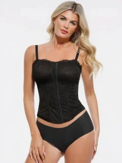 Shapewear Sculpting Leopard Mesh Detachable Strap Corset Top