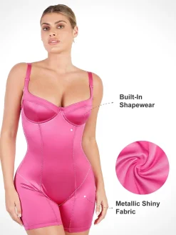 Shapewear Sculpting Shine Mid-Thigh Corset Romper