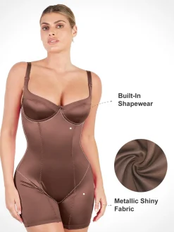 Shapewear Sculpting Shine Mid-Thigh Corset Romper