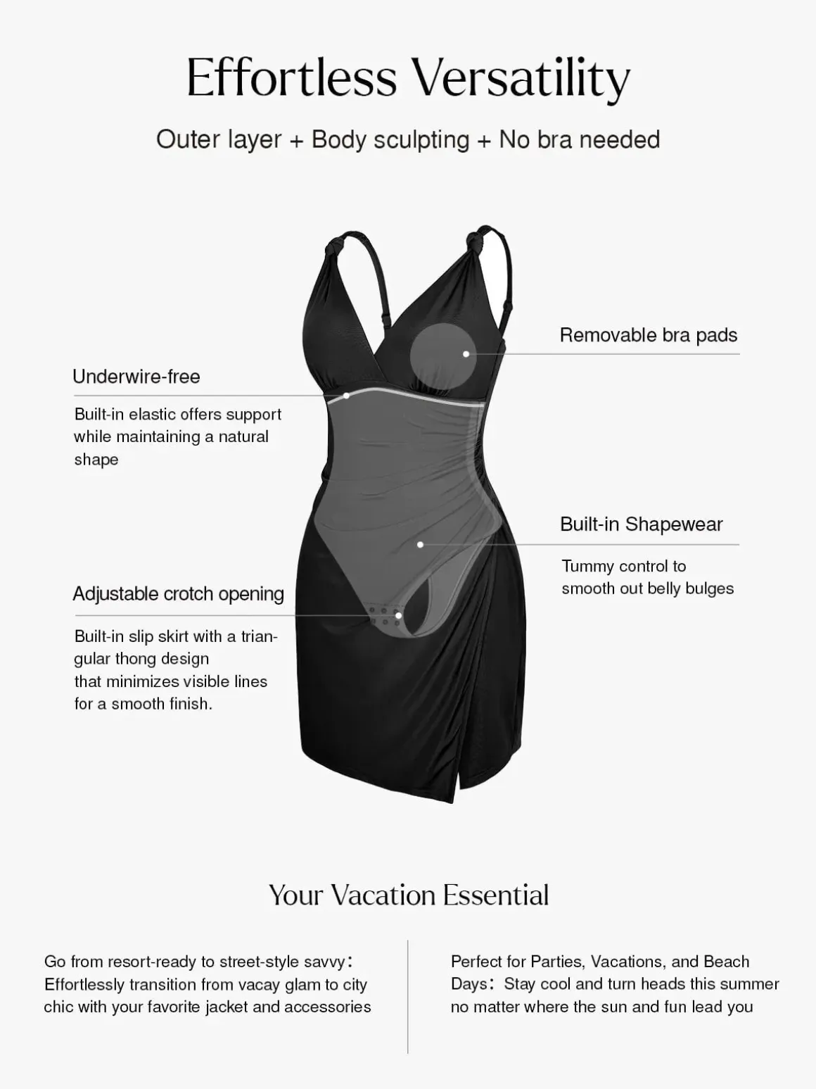 Shapewear Sculpting Side Slit Mini Dress
