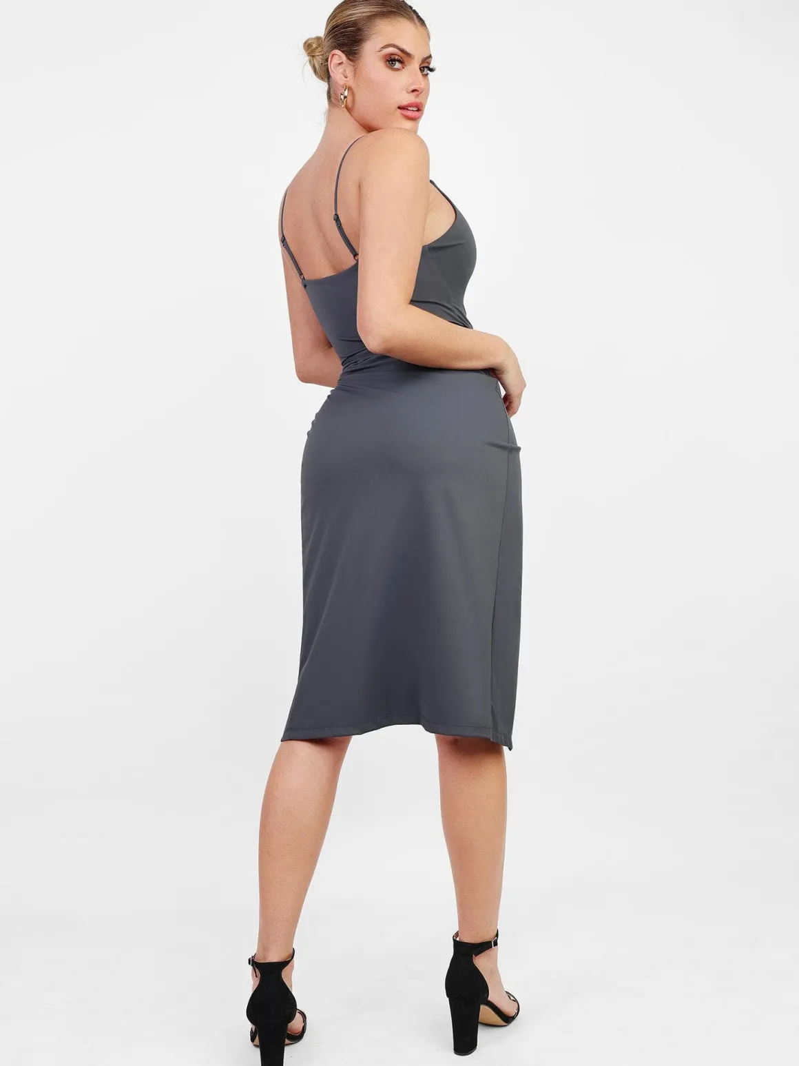 Shapewear Sculpting Wrap Midi Slip Dress