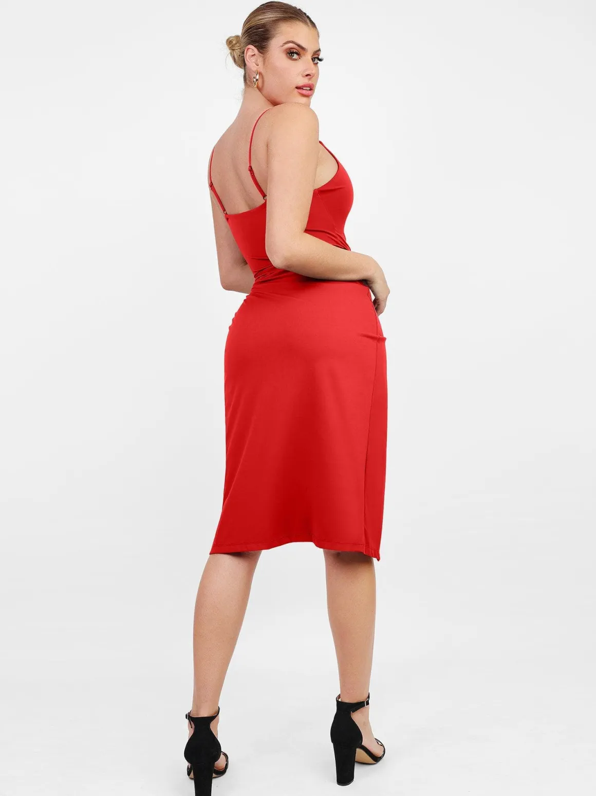 Shapewear Sculpting Wrap Midi Slip Dress