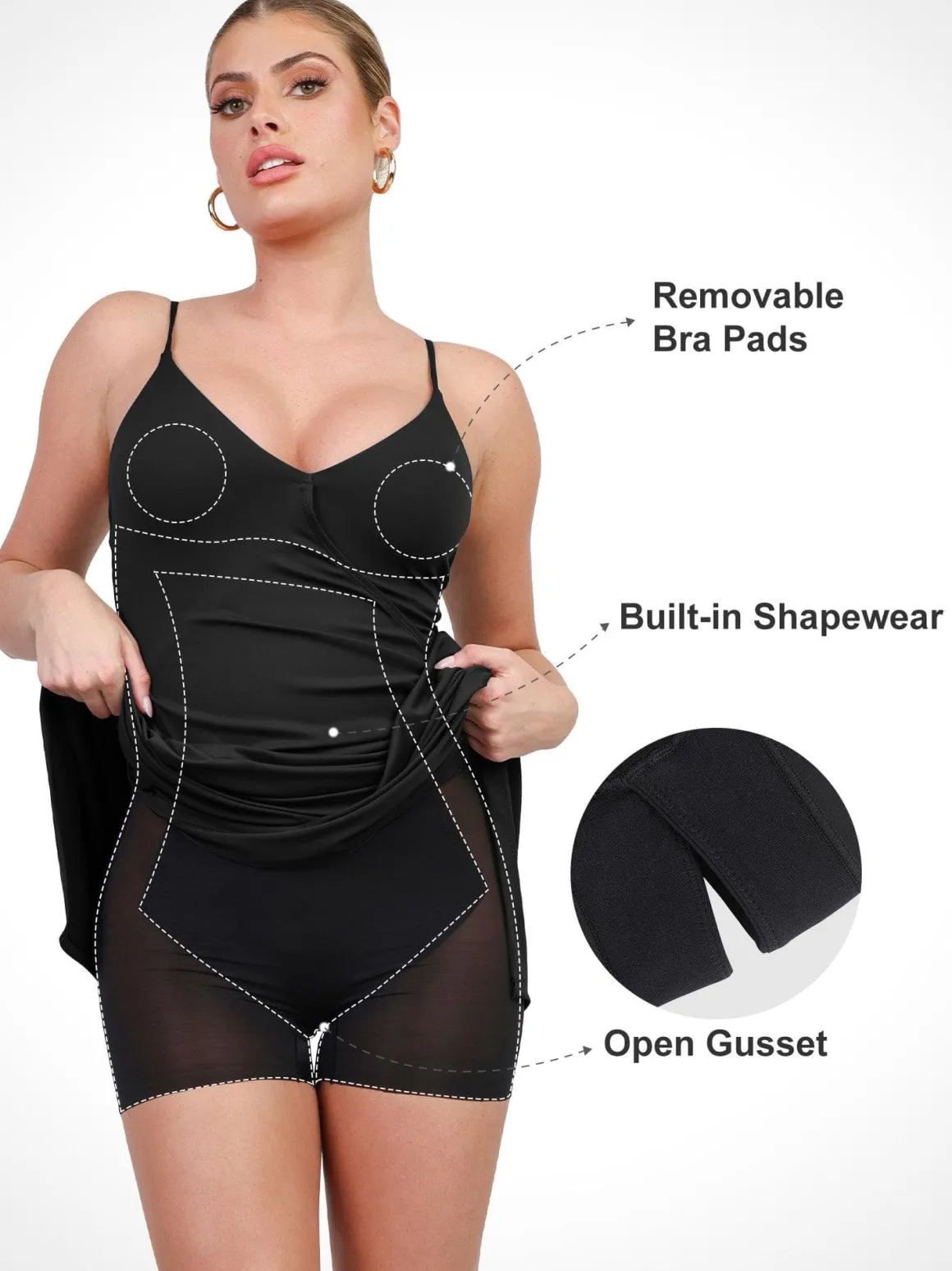 Shapewear Sculpting Wrap Midi Slip Dress