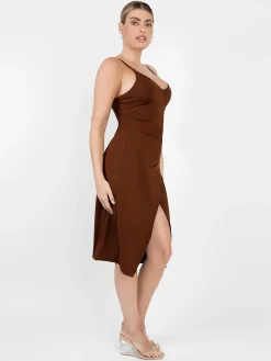 Shapewear Sculpting Wrap Midi Slip Dress