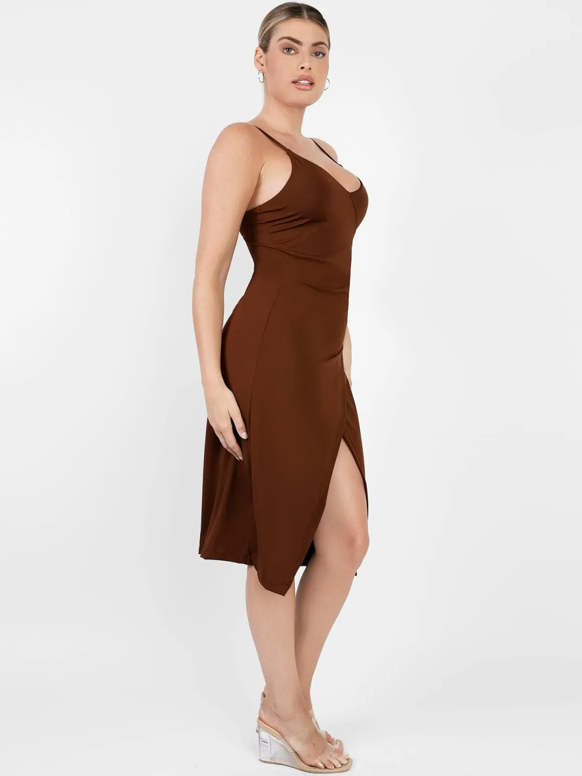 Shapewear Sculpting Wrap Midi Slip Dress