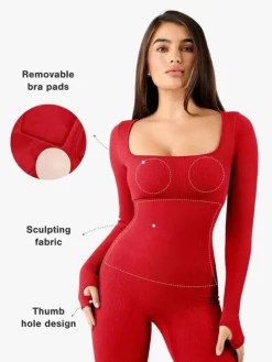 Shapewear Seamless Long Sleeve & Square Neck Sleeveless Jumpsuits