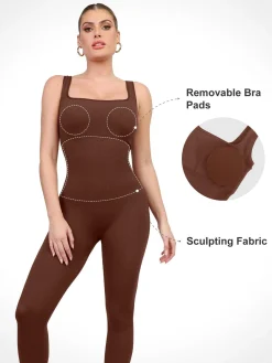 Shapewear Seamless Long Sleeve & Square Neck Sleeveless Jumpsuits
