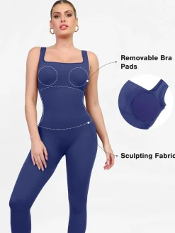 Shapewear Seamless Long Sleeve & Square Neck Sleeveless Jumpsuits