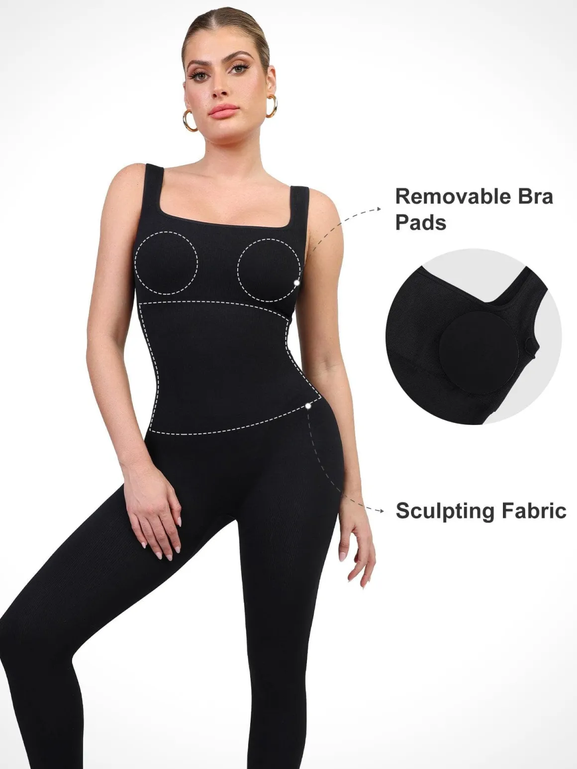 Shapewear Seamless Long Sleeve & Square Neck Sleeveless Jumpsuits