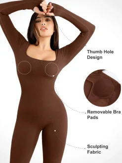 Shapewear Seamless Long Sleeve & Square Neck Sleeveless Jumpsuits