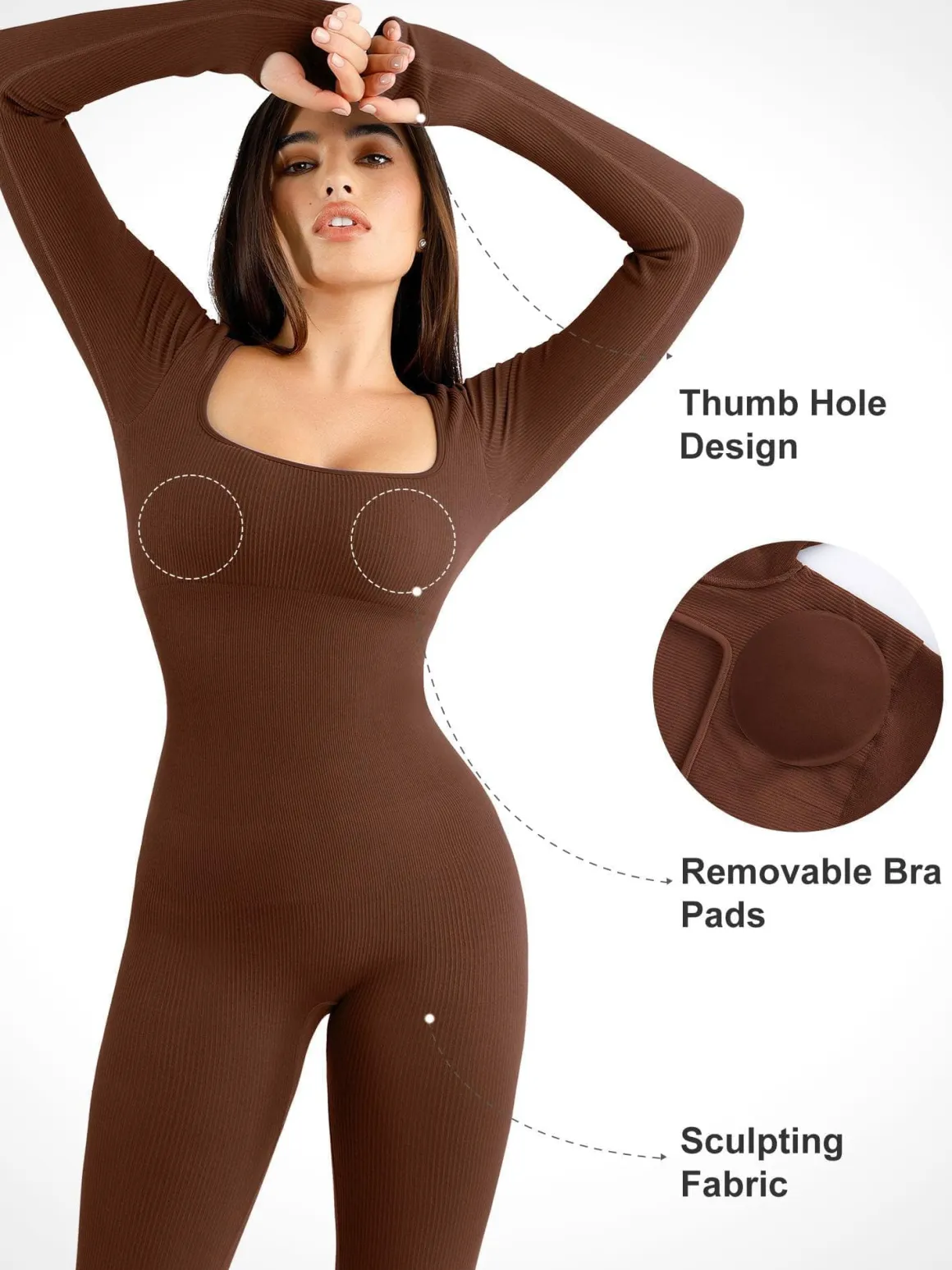 Shapewear Seamless Long Sleeve & Square Neck Sleeveless Jumpsuits
