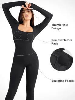 Shapewear Seamless Long Sleeve & Square Neck Sleeveless Jumpsuits